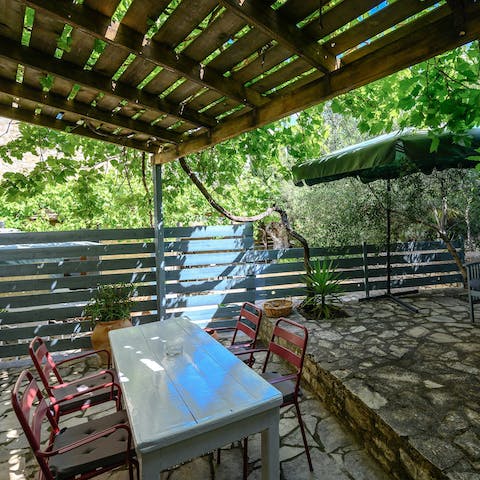 Share leisurely breakfasts on the shaded terrace