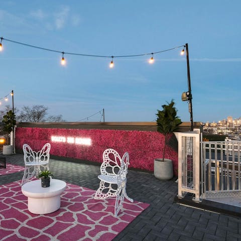 Find the perfect spot for stunning sunset views from the rooftop deck