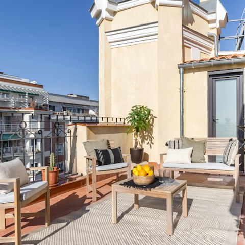 Share a sangria out on the private terrace as the sun sets