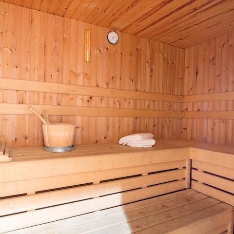 Enjoy a wonderful sense of wellbeing whilst relaxing in the sauna