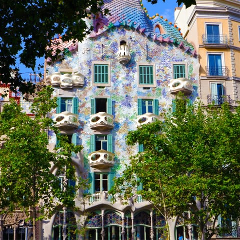 Wander through leafy boulevards to Casa Batlló in just eleven minutes