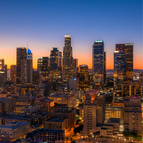 Enjoy views of Downtown Los Angeles from this impressive property