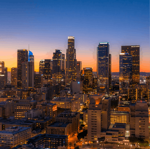 Enjoy views of Downtown Los Angeles from this impressive property