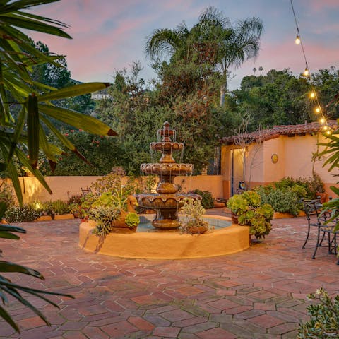 Wander the California Hacienda-style courtyards and look at the stars