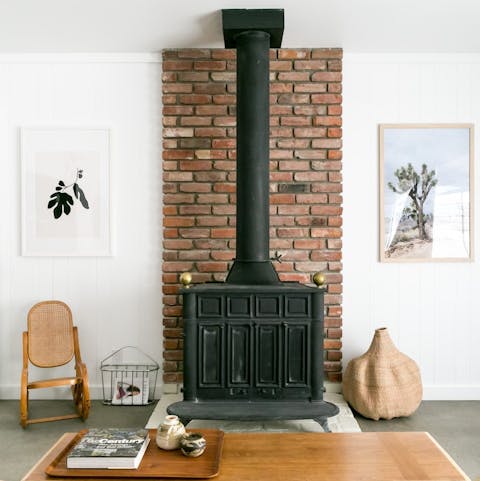 Curl up with a good book in front of the wood burning stove