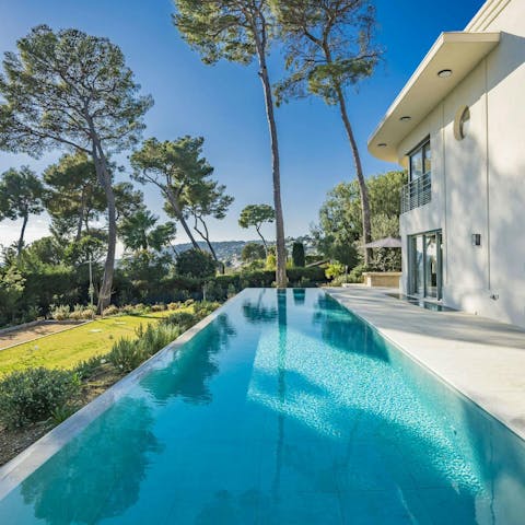 Splash in the private pool on a sunny day