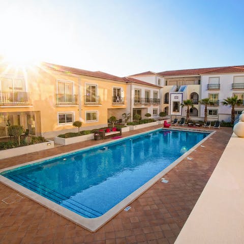 Cool off with a sunset swim in the communal pool
