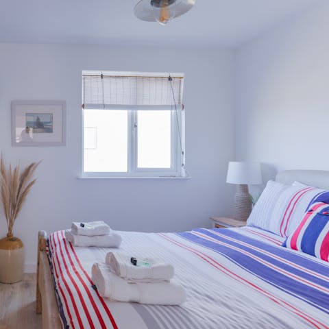 Get some sleep in the comfortable king-sized bed, made from reclaimed sea-breakers