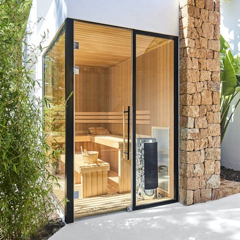 Turn up the heat in the private sauna