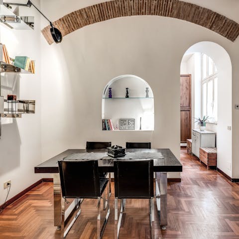 Enjoy some Italian cuisine at the dining table