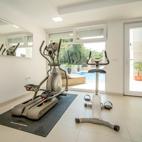 Start your days with a quick session in the gym, overlooking the glittering pool area