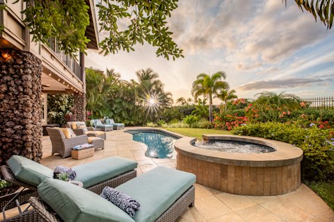 Catch the last light of the day from the poolside terrace