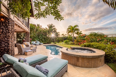Catch the last light of the day from the poolside terrace