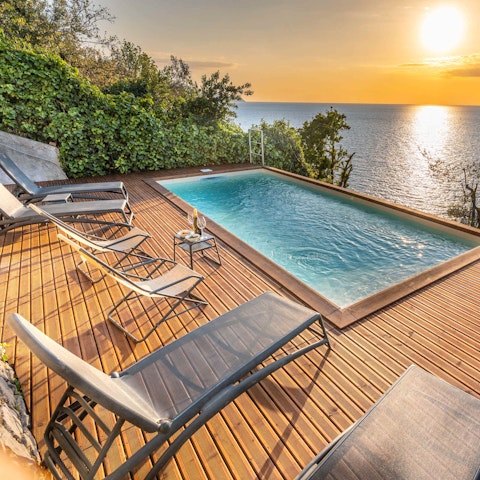 Enjoy a sunset dip in the private pool