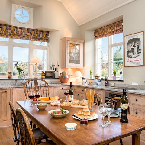 Enjoy family meals together in the beautiful country kitchen