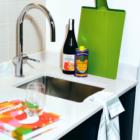 Whip up a snack in the sleek kitchenette