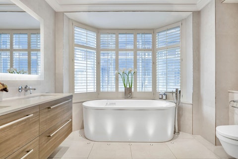 Soak in the freestanding tub after a long day out