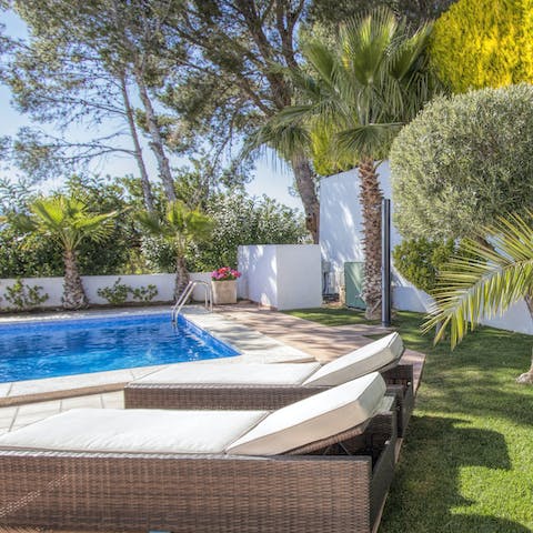 Take a siesta on the sun loungers after swimming a few lengths in the pool