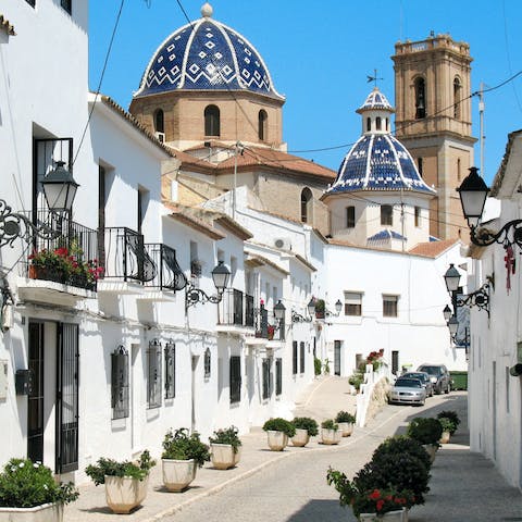 Spend the afternoon exploring the charming town of Altea, ten minutes away by car