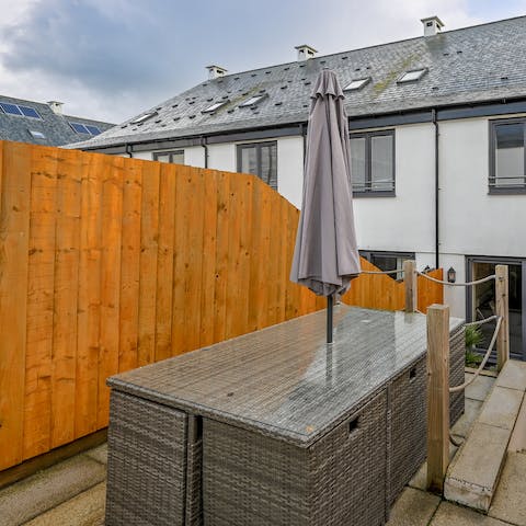 Eat outdoors on your private patio