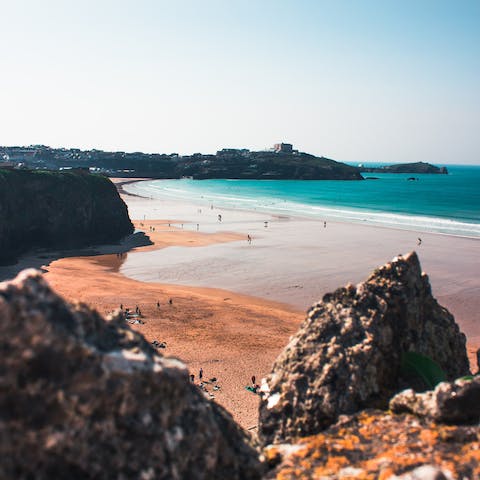 Spend fun family days on Tolcarne Beach, 300m from your door