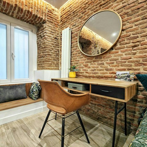 Catch up with work at the dedicated desk area