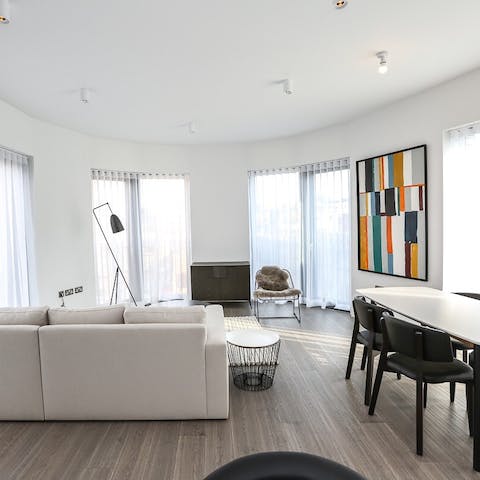 Take in city views from the floor-to-ceiling windows