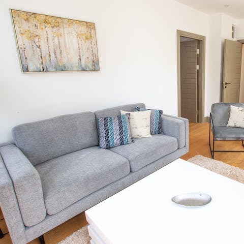 Stretch out in the living area after a day of discovering central London