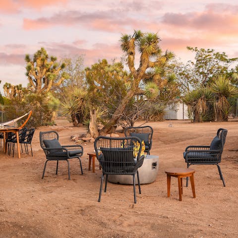 Gather around the firepit for incredible sunsets and unbeatable stargazing