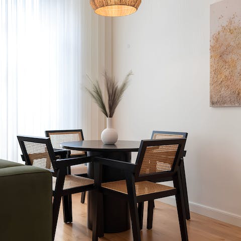 Plan your adventures around the small dining table, great for quick bites