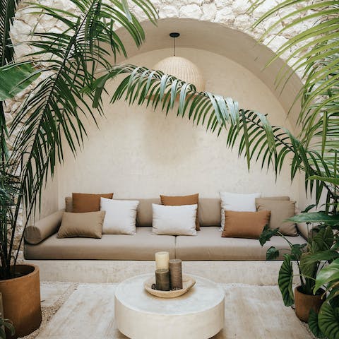 Sit back and relax in the outdoor jungle lounge