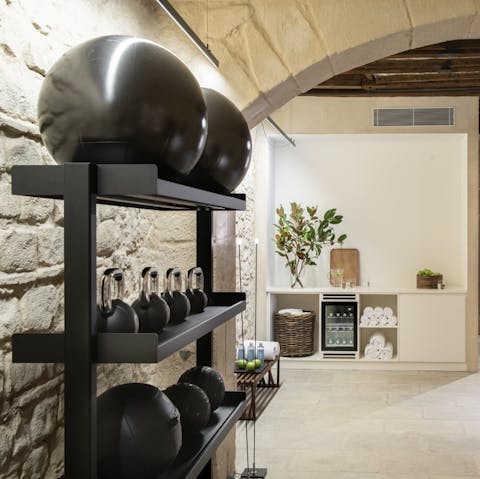 Put your muscles to the test with a strength workout in the on-site gym