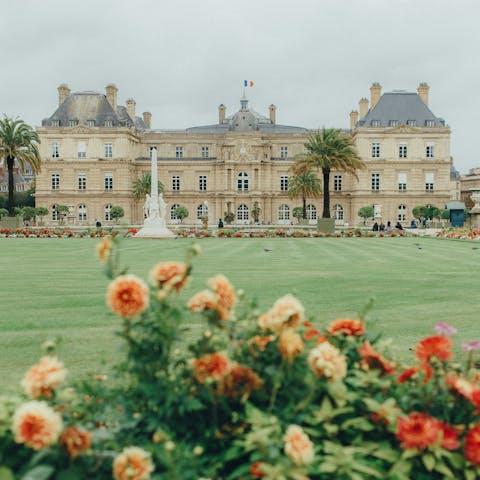 Enjoy a stroll through Jardin du Luxembourg, a short walk away