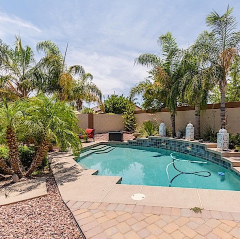 Cool off in the oasis-like swimming pool