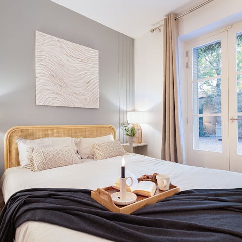 Climb into bed following a long day of exploring the city on foot