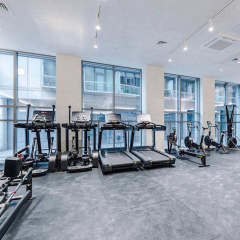 Start your day with a workout in the on-site gym