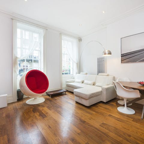Curl up in the ball chair with your book of choice and a cup of tea