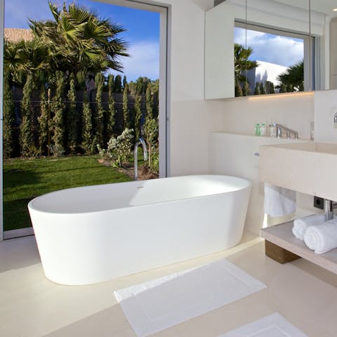 Soak in the tub after a day exploring the island