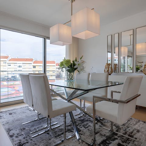 Open up the balcony doors and let the sunshine in over a lazy brunch