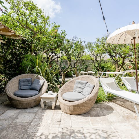 Find a shaded and secluded seat on the many terraces and patios