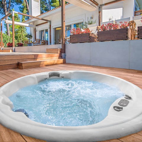 Watch your worries fade away in the hot tub