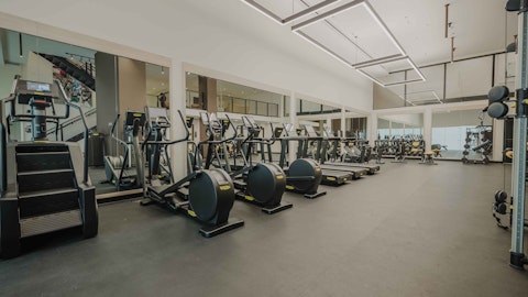 Head down to the shared gym for a morning workout