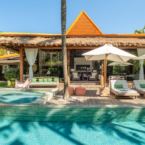 Spend evenings soaking in the Jacuzzi or swimming in the pool