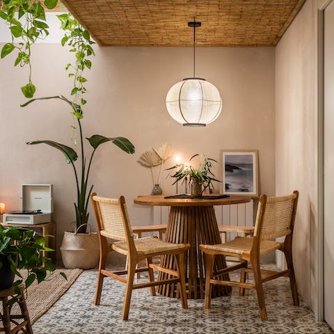 Serve up a delicious meal in the chic dining room
