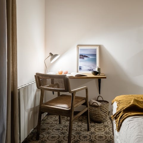 Catch up on emails at the charming desk space