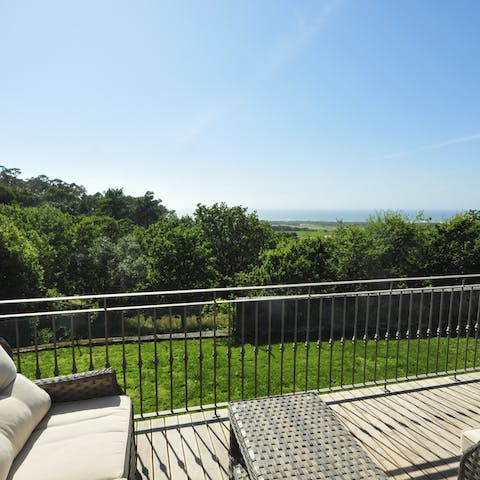 Take a bottle of local wine up to the balcony for beautiful, dramatic sunset views over the sea