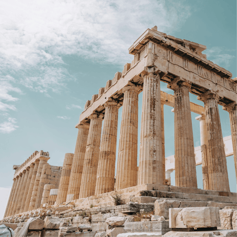 Admire the ancient Acropolis, a thirty-minute walk away