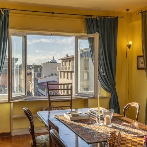 Feast on pasta while admiring the sun-kissed views