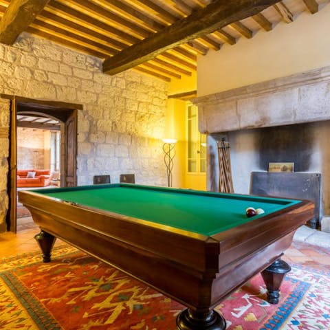 Unleash your competitive side at the home's large pool table