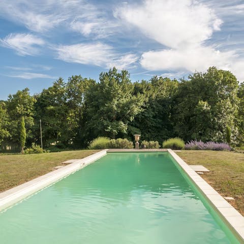 Spend sunny days in and around the crystal-clear, private pool